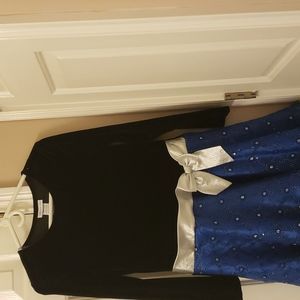 Bonnie Jean black and blue dress. Size 16 1/2